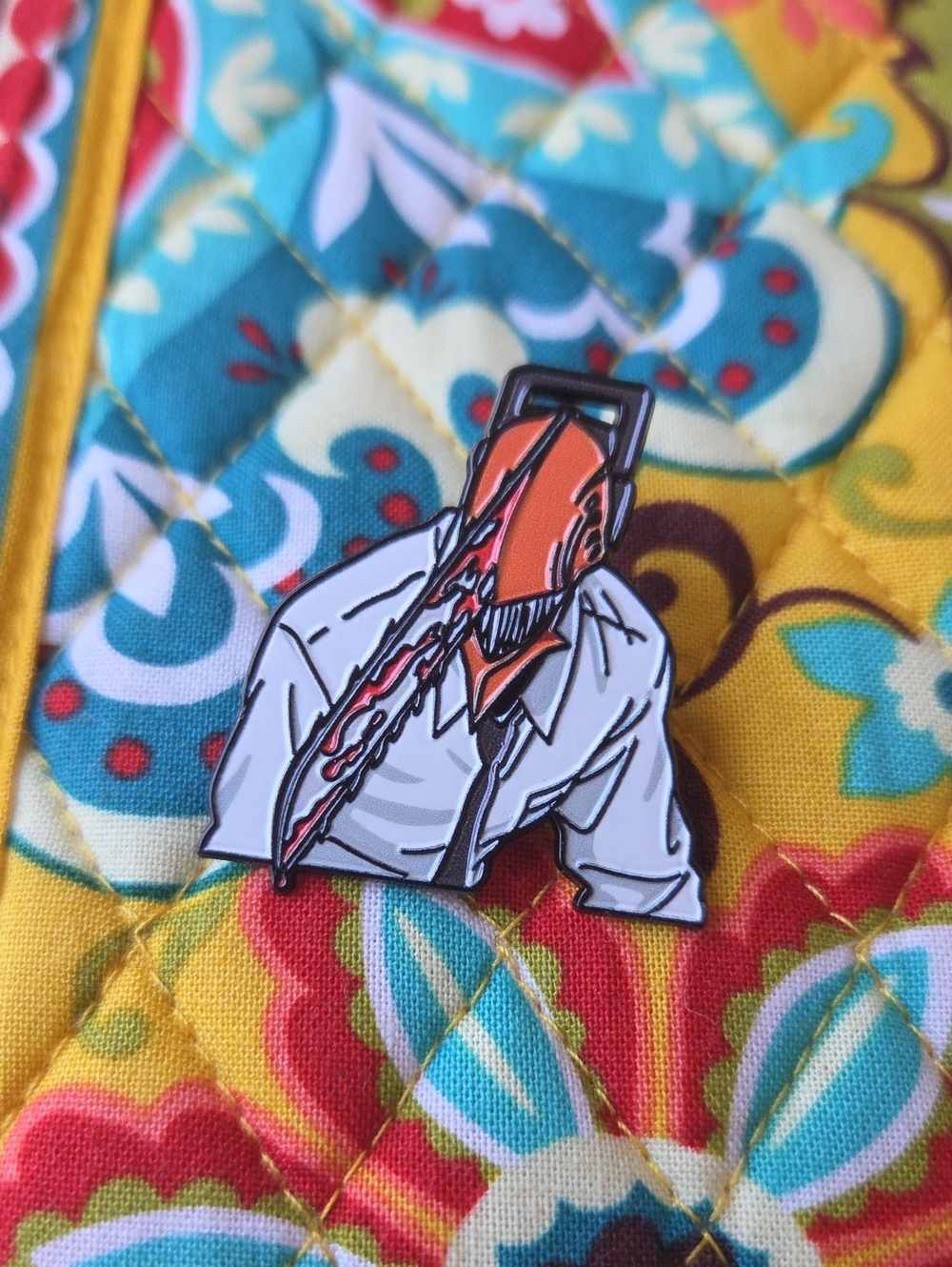 Enamel Lapel Pin - Orange Helmet Figure